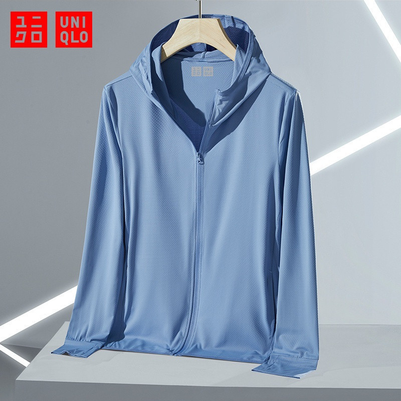 Áo khoác nam Uniqlo Airism Chống tia cực tím Áo gió lưới dài tay Full Zip Áo Hoodie