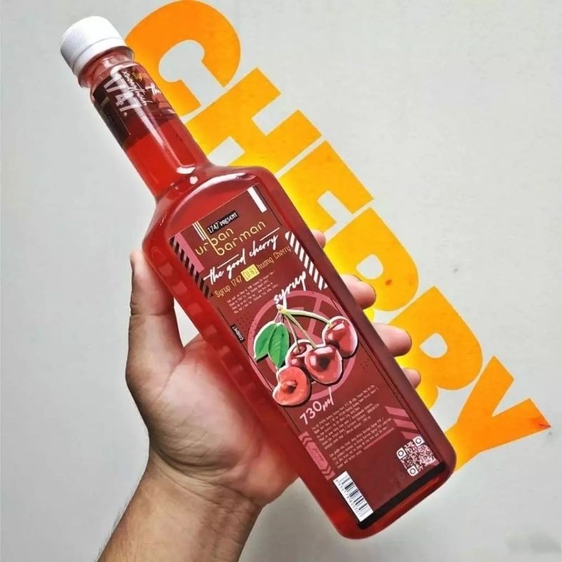 🍒Siro Urban Barman 730ml Vị Cherry, Chai Syrup Urban Thơm Ngon Pha Trà Sữa, Trà Trái Cây, Kem, Cookt