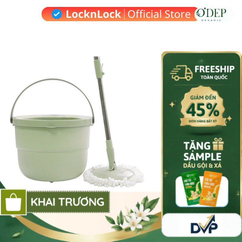 Cây lau nhà tự vắt LocknLock 360 độ thông minh, kèm thùng giặt và 4 bông lau ETM498MITS2   - SHOP DV