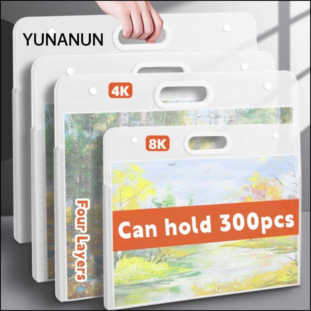 Túi đựng giấy vẽ tranh YUNAUN, Thư mục tập tin di động A2 / A3 / A4, Album ảnh bốn lớp chống nước ch