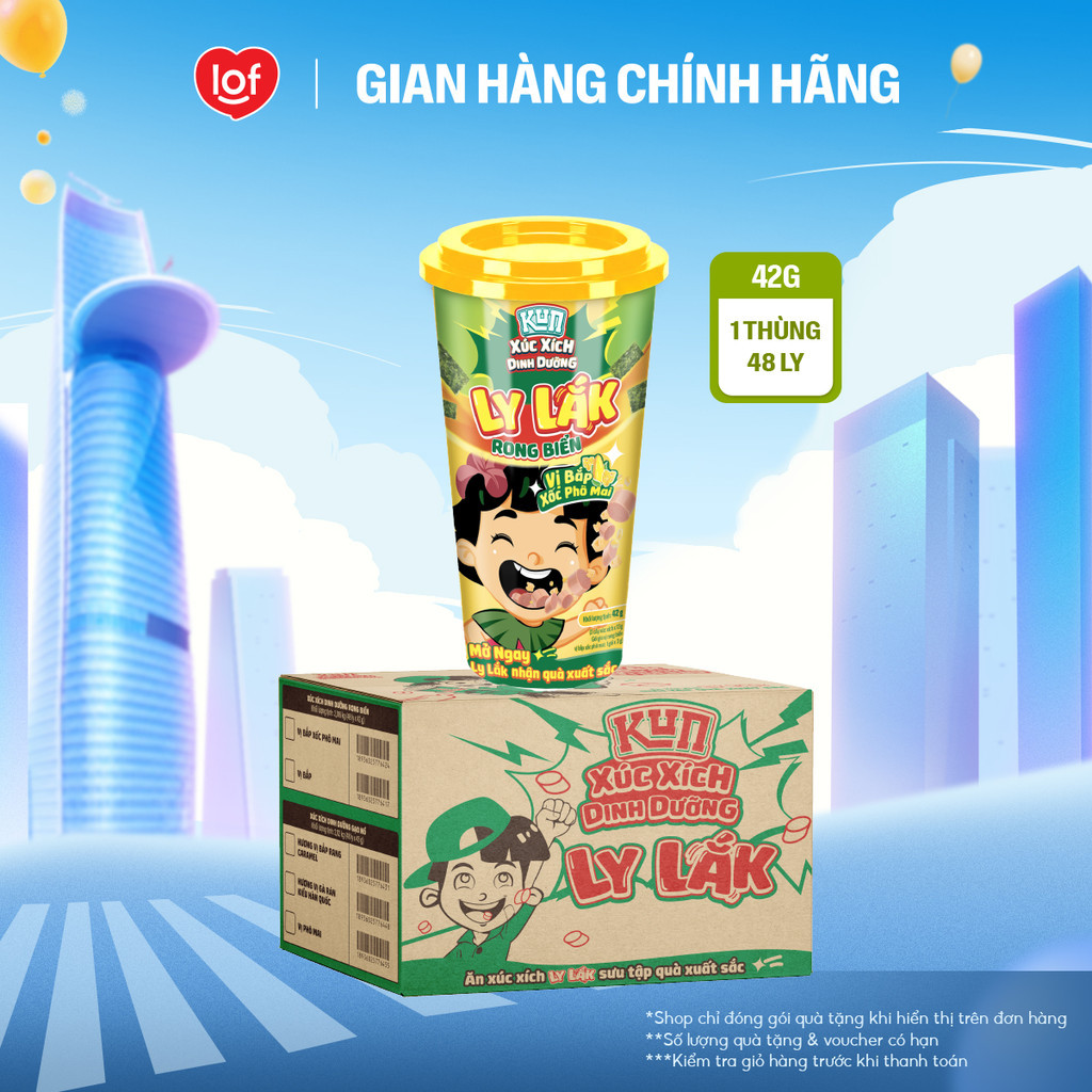 Xúc xích dinh dưỡng rong biển Kun ly lắk vị bắp phô mai (Combo 6 và Combo 12)
