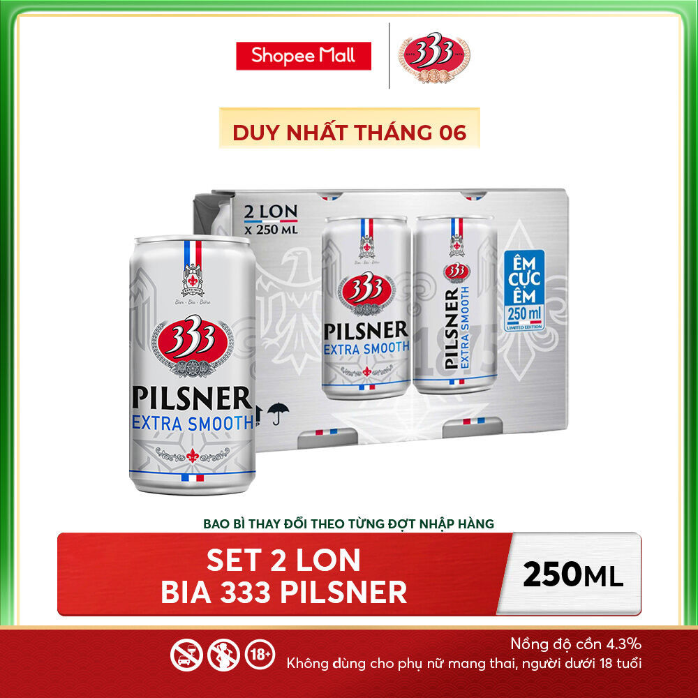 Set 2 lon bia 333 Pilsner 250ml - Nồng độ cồn 4.3%