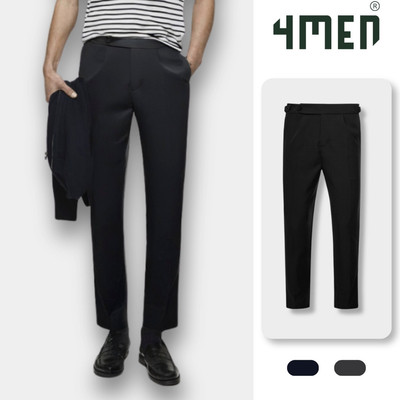 Quần Tây Nam Sidetab 2 Bên Trơn Form Slimfit 4MEN QT069 vải mềm mịn đai quần nhọn lệch bên tôn dáng, công sở trẻ trung