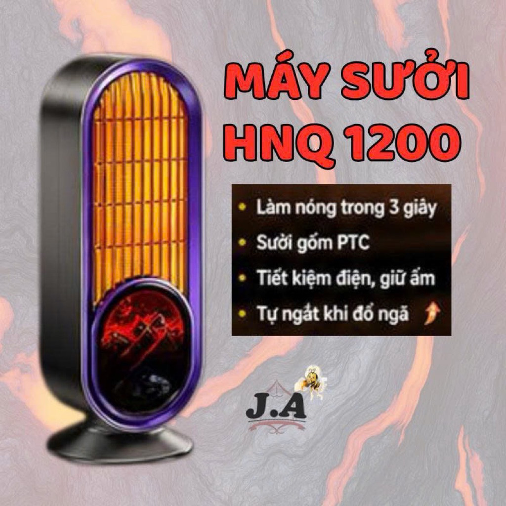 Sưởi Mini PTC HNQ-1200 Quạt Sưởi Nóng Nhanh, Tiết Kiệm Điện, An Toàn Cho Gia Đình, Máy sưởi ấm để bà