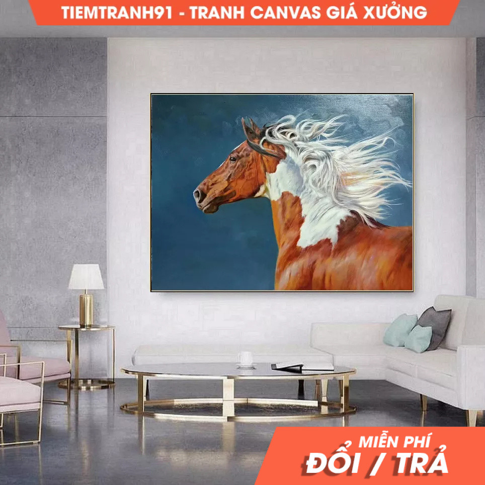 Tranh treo tường, Brown Horse Painting Large Canvas Art Horse Decor Horse Oil Painting Large Oil Pai
