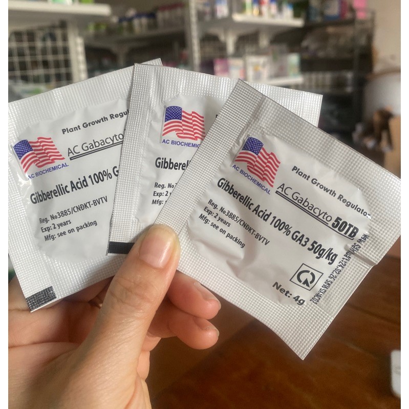 Combo 60 Viên GA3 50TB -Viên 4gr, Dạng Sủi, Thúc Đẩy Ra Đọt, Bông Lớn, Trái  Gibberellic Acid 100% G