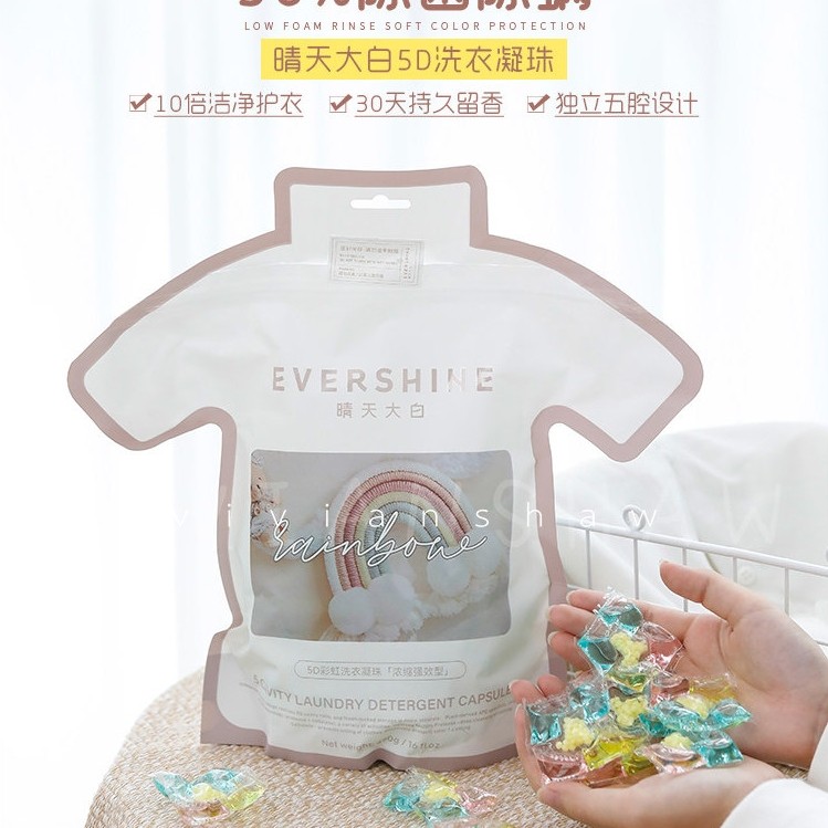Phiên bản nâng cấpEvershine Sunny White 5D Giặt Gel Hạt Khử Trùng 5 Trong 1 Mite Hương Thơm Giặt Chấ