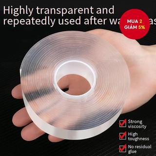 Băng keo hai mặt Nano trong suốt có thể tái sử dụng chống thấm nước để sử dụng tại nhà 20mm x 1M 2M 3M 5M 1 Pc