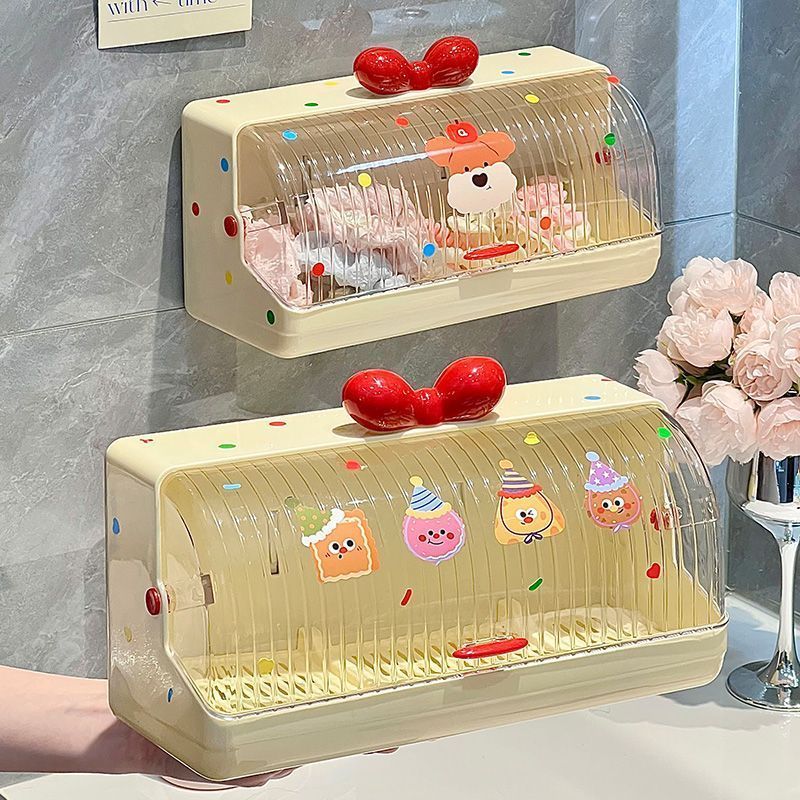 Wall-mounted hair accessory and hair tie storage box for bathroom, no need for drilling, wall-mounte