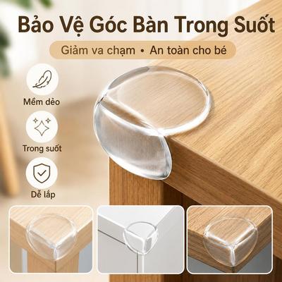 Bọc góc bàn trong suốt, Đệm bảo vệ góc cạnh, đàn hồi tốt, ôm sát góc bàn, giảm va chạm, dùng cho bàn tủ ghế