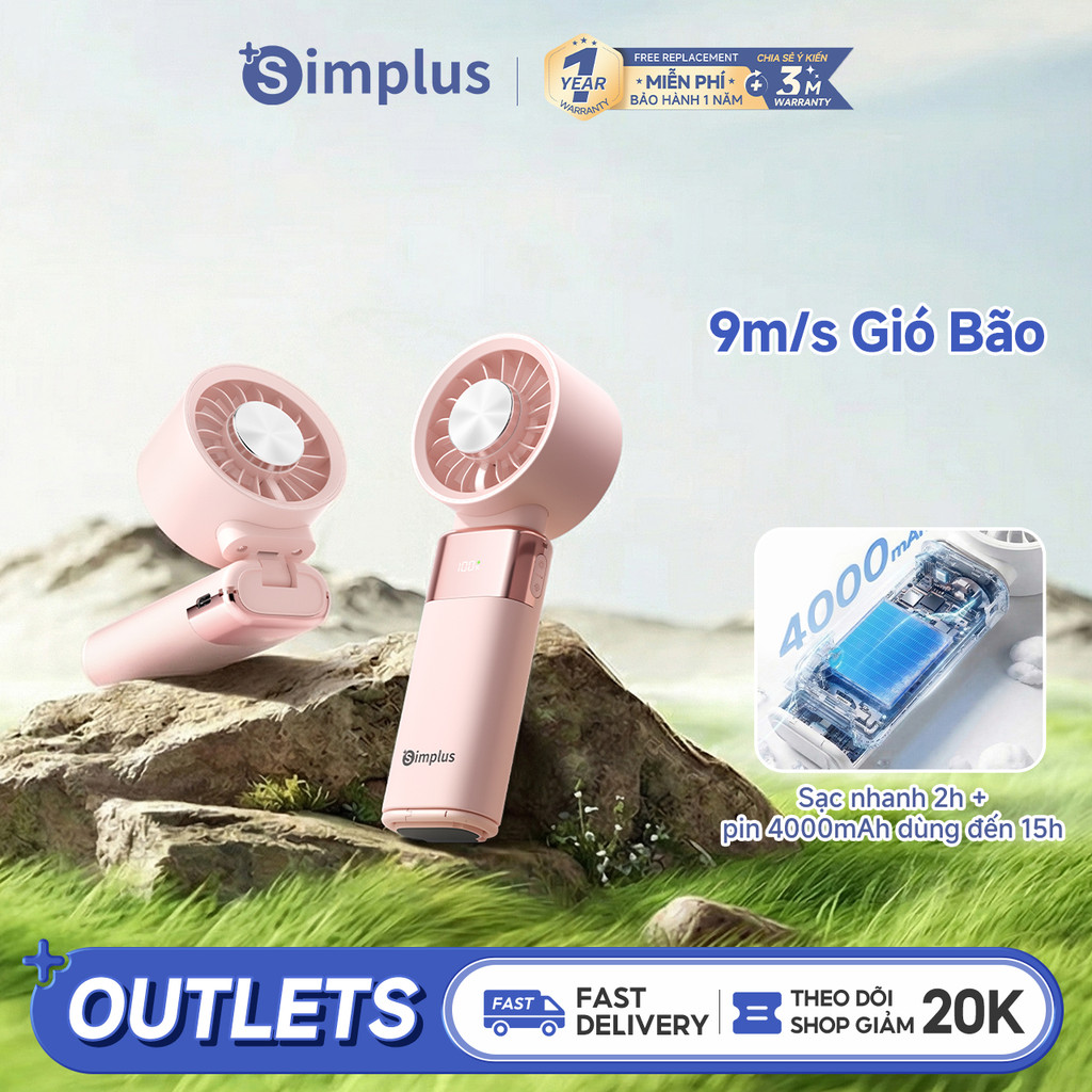 Simplus Quạt Làm Mát Blast Fold 100 Mức Gió Vô Cấp Lưu Lượng Gió Lớn Thời Gian Sử Dài Động Cơ Đồng Nguyên Chất 7500rpm Sạc Nhanh 2 Giờ Cổng Type-C DFSH023 | BigBuy360 - bigbuy360.vn