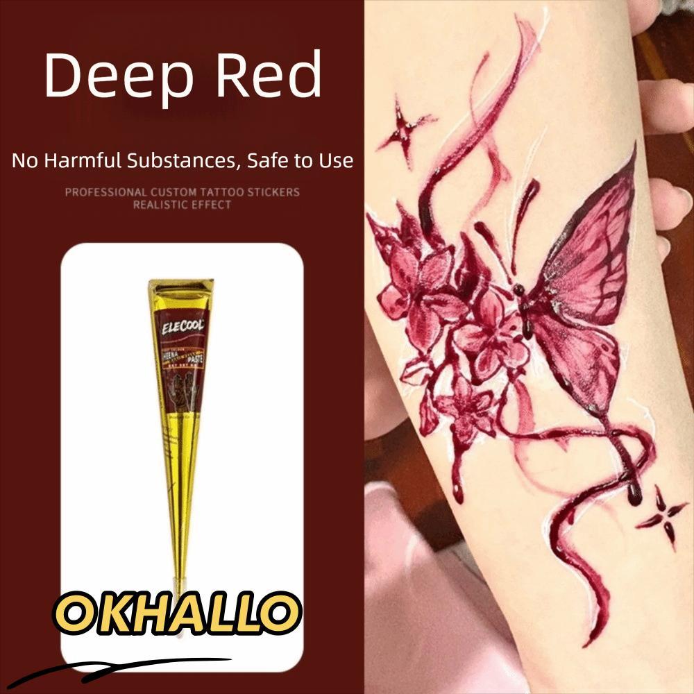 OKHALLO Henna Tattoo Cream, Bán vĩnh viễn Màu nâu đen Henna Paste Cone, Henna Tattoo Cream Dễ sử dụn