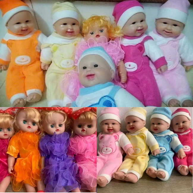 Búp bê nhồi bông mầm non, búp bê trai gái, trẻ sơ sinh, đồ thông tư mầm non, đồ chơi góc gia đình