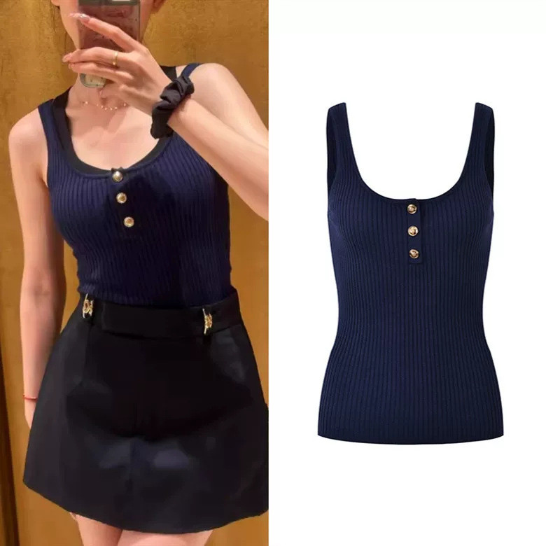 RB5M Self-Portrait 2024New summer style, stretchy and slimming U Collared camisole top, stylish and 