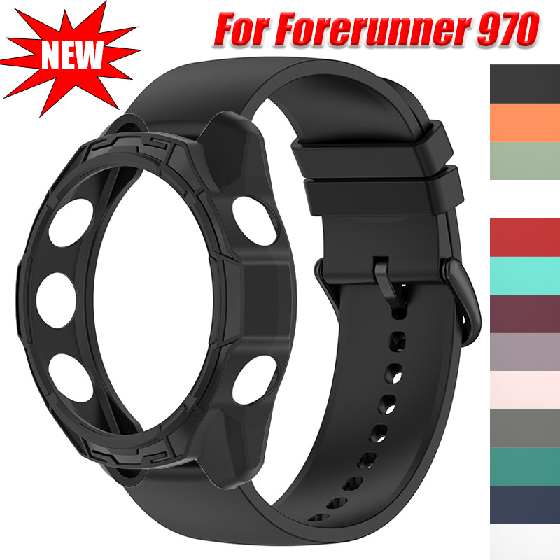 Dây đeo + Vỏ cho Garmin Forerunner 970 47mm Vỏ rỗng Bảo vệ Ốp lưng cho Forerunner 970 Dây đeo cổ tay