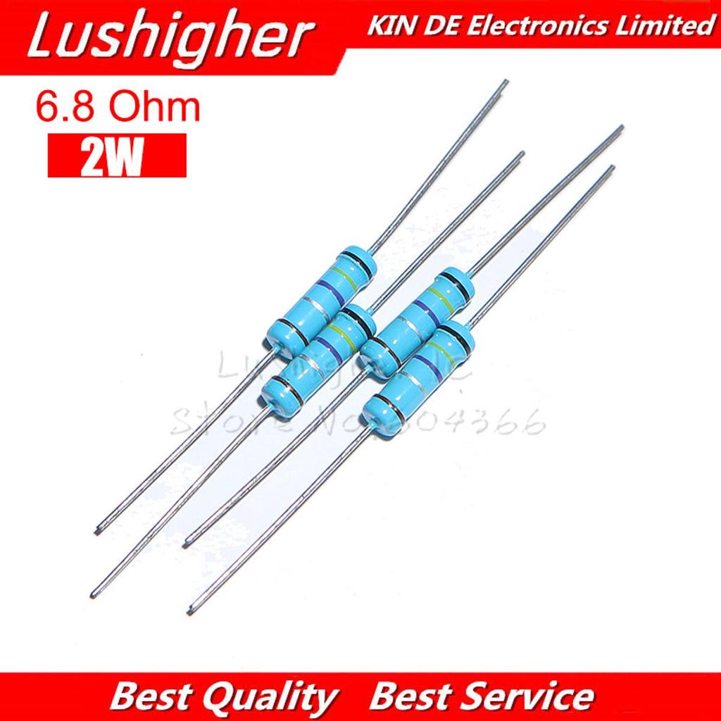 20 Chiếc 6.8 Ohm 2W 6.8R 6R8 Kim Loại Phim Điện Trở 1% Lỗi