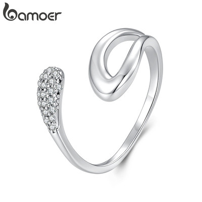 Bamoer Mở Nhẫn Có Thể Điều Chỉnh Kích Thước Kim Loại Trang Sức Thời Trang Cho Nữ Quà Tặng