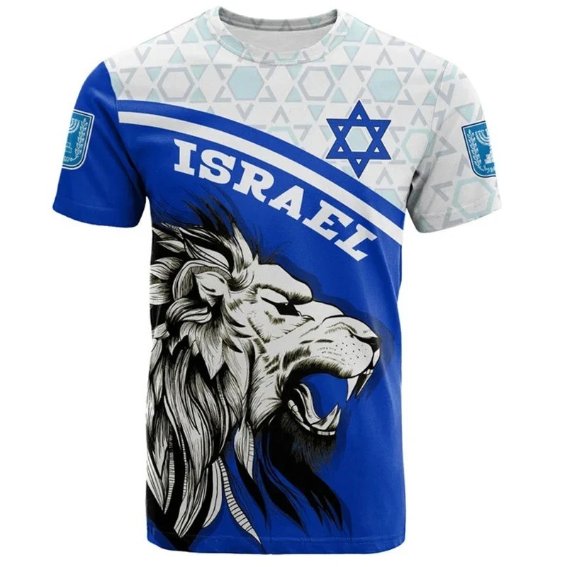 Israel Cờ Áo nam In 3D Quốc Huy Israel Áo Cho Nam Tay Ngắn Quá Khổ Thể Thao Áo Thun Xe Tăng