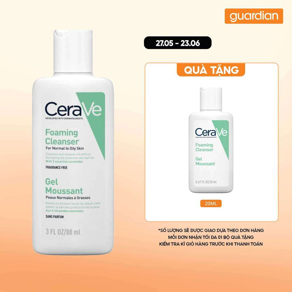 Sữa Rửa Mặt Cerave Sạch Sâu Cho Da Thường Đến Da Dầu Foaming Cleanser 88Ml