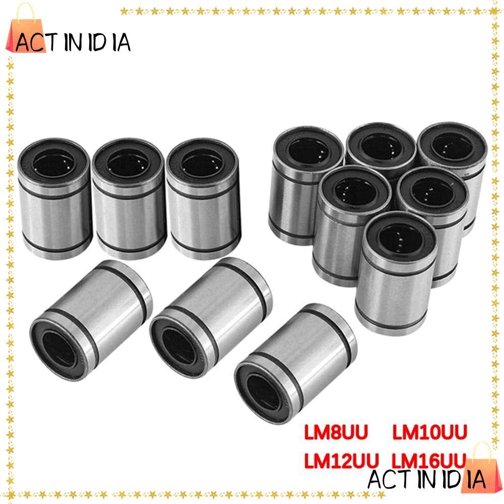 ACTINIDIA Thép Bushing Mạ Niken Thanh Trục CNC Phần LM8UU LM10U LM12UU LM16UU