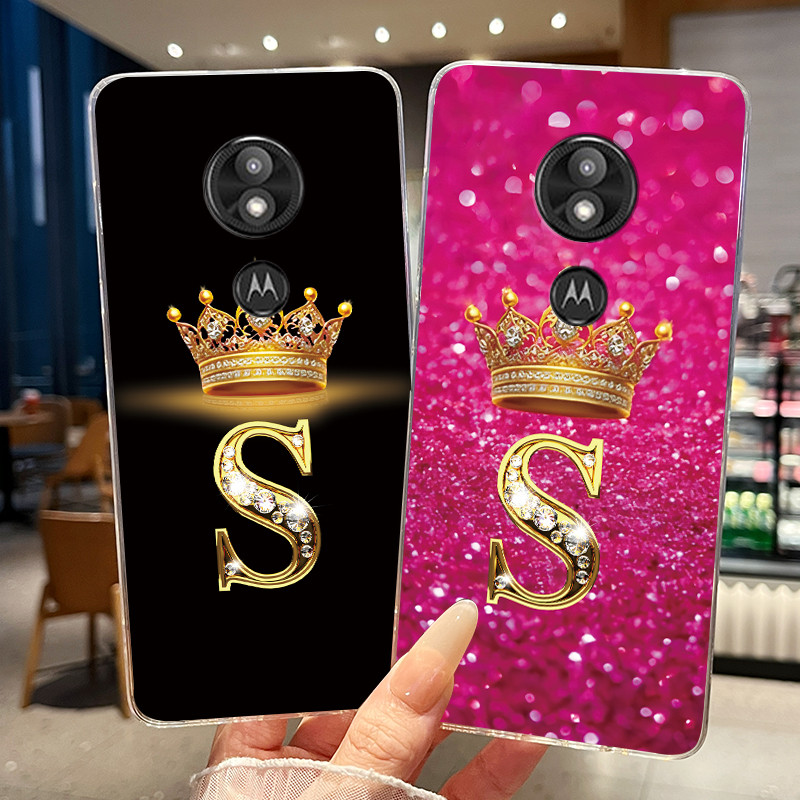 Vỏ Cho Motorola Moto E5 Play E5 Plus Ốp Lưng Vương Miện Thời Trang Chữ Cái Ban Đầu Trong Suốt Mềm TP
