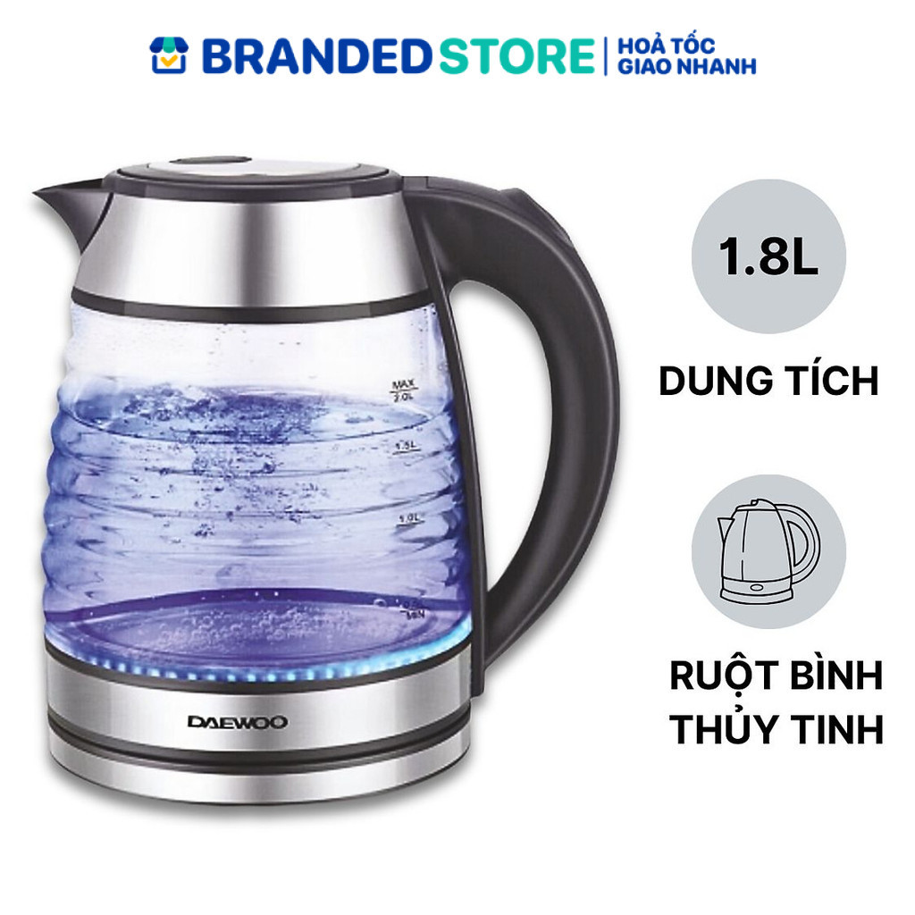 Ấm siêu tốc thủy tinh 1.7L Daewoo DWK-GL1803