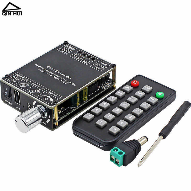 Bảng khuếch đại công suất kỹ thuật số Bluetooth âm thanh nổi HiFi Level 2.0 Kênh kép 2 * 100W Chip T