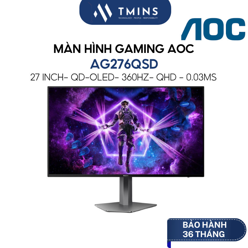 Màn Hình Gaming AOC AG276QSD 27 inch/ QHD/QD-OLED/360hz/0.03ms - Hàng chính hãng