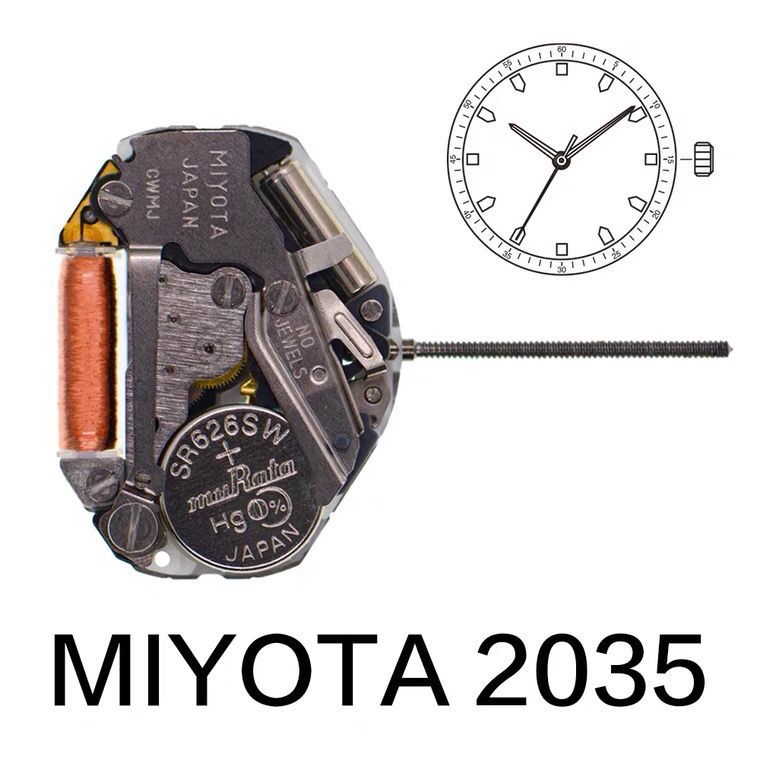 Phong trào đồng hồ MIYOTA MIYOTA 2035 Phong trào điện tử không lịch gốc Phong trào thạch anh ba tay.