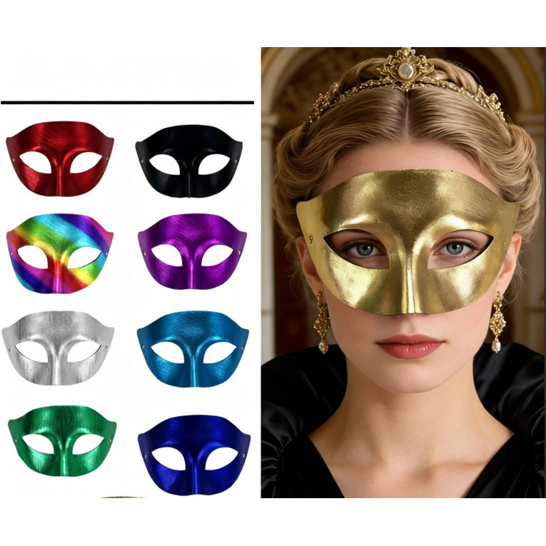 1 Mặt nạ hóa trang Venice PVC, Mặt nạ nửa mặt cổ điển dành cho nam và nữ, Hoàn hảo cho Halloween, Ca