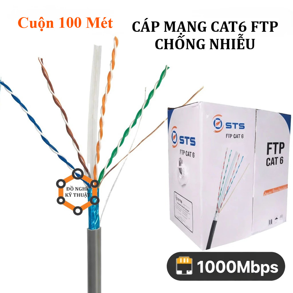 Cuộn 100 Mét Dây Mạng Cat6, dây Lan cáp Lan Internet nối mạng