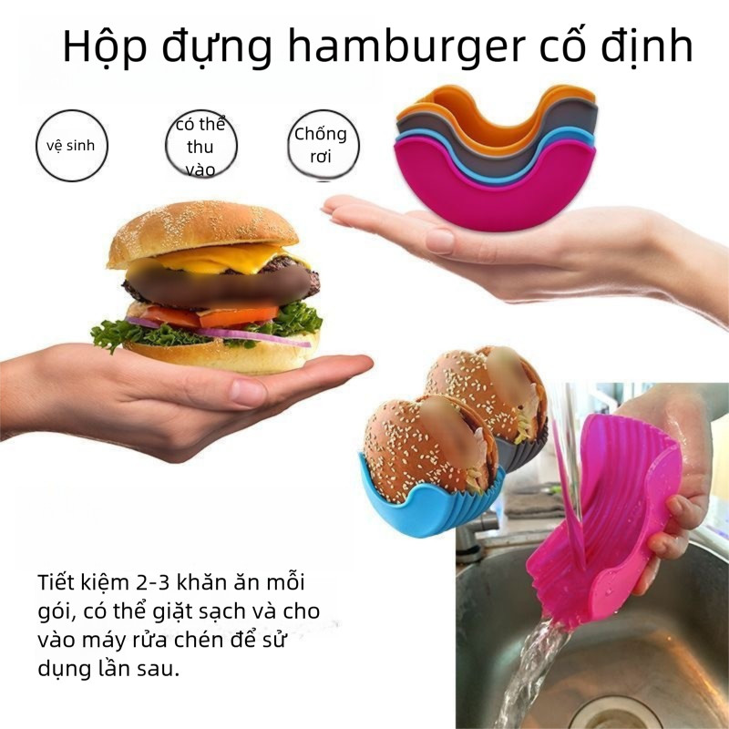 Burger Hộp Cố Định Kẹp Thực Phẩm Sandwich Giá Để Đồ Có Thể Giặt Burger Rack Burger Khay Burger