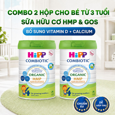 Combo 2 Lon Sữa Bột Công Thức Hipp 4 Organic Combiotic 800g (Dành Cho Trẻ Từ 3 Tuổi) (2 Lon X 800g)