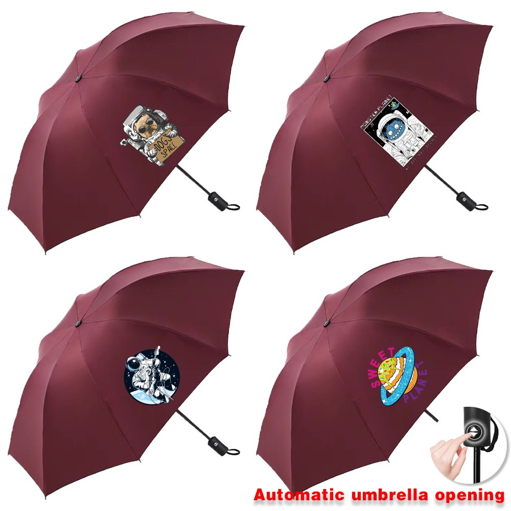 Automatic Sunshade Astronaut Print Nylon Fabric Compact Portable Sunshade Gift For Men And Women