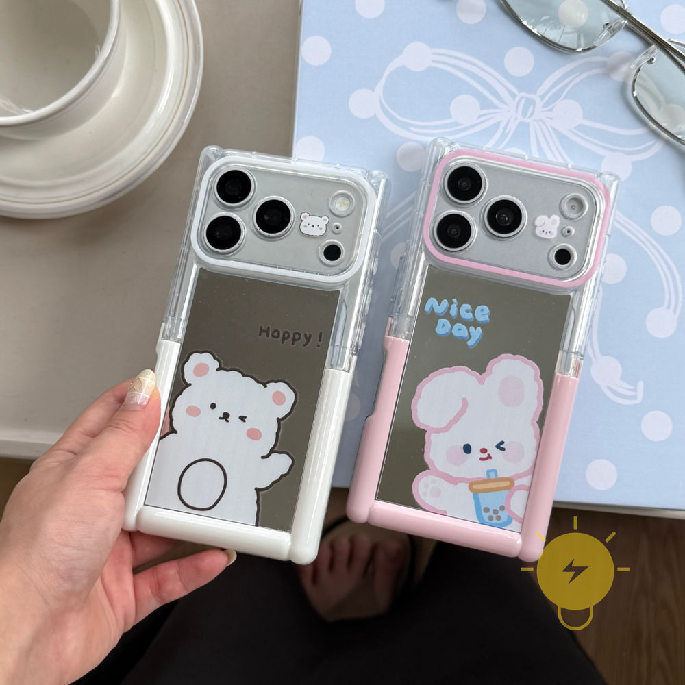 Phone Case For iPhone 17 Pro Max 16 15 14 13 with Griptok TPU Bear Milk Tea with Griptok Milk Tea Bu