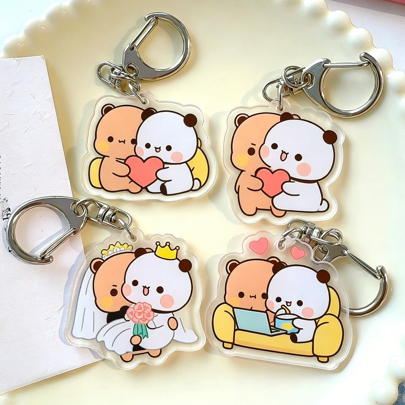 Bubu Yier Móc khóa Bubu Cặp đôi GấuAcrylic Túi quyến rũ Phụ kiện chìa khóa cặp đôi dễ thương 一 ❥ ❈ ❈