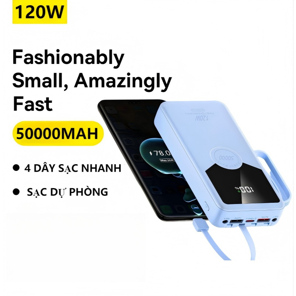 sạc dự phòng  pd120w 50000mah 80000mah pin dự phòng màn hình led tích hợp tích hợp