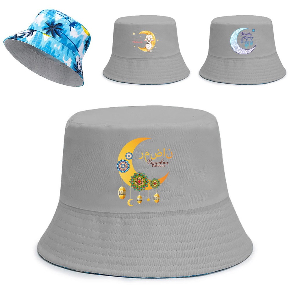 Ramadan Raya Bucket Hats Casual Sun Protection Hat Autumn Summer Hip Hop Moon Series Blessed Ramadan