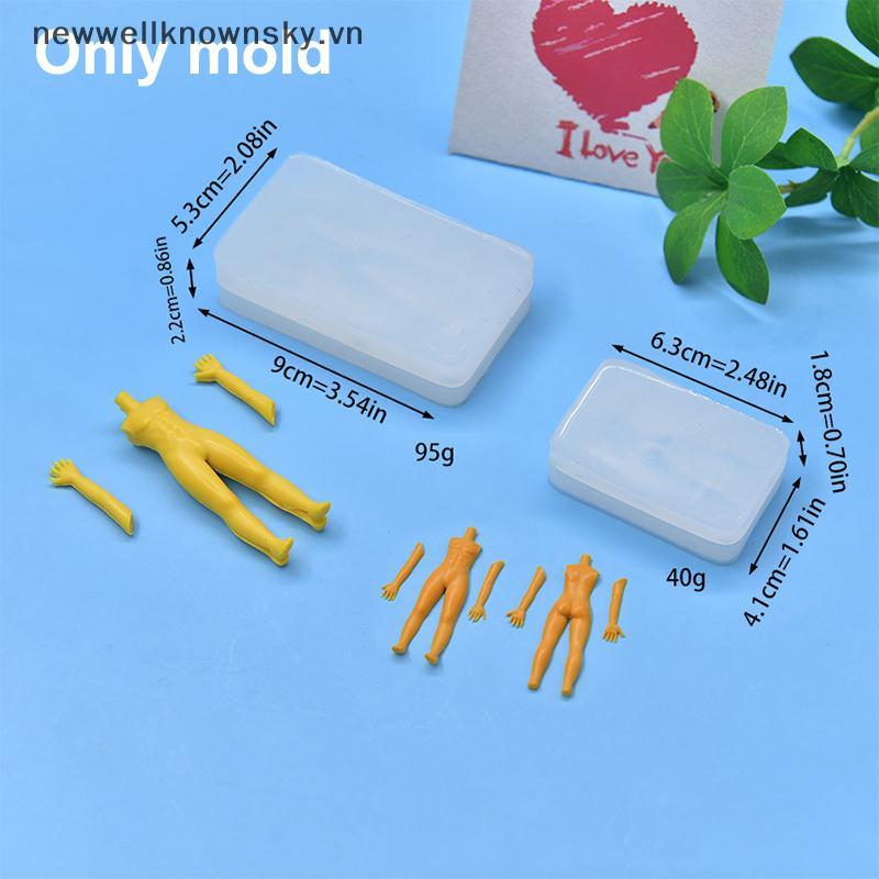 MỚI 1 Bộ Đất Sét Polymer Nam Búp Bê Cơ Thể Torso Khuôn Silicon Fondant / nhựa Đất Sét DIY Búp Bê Điê