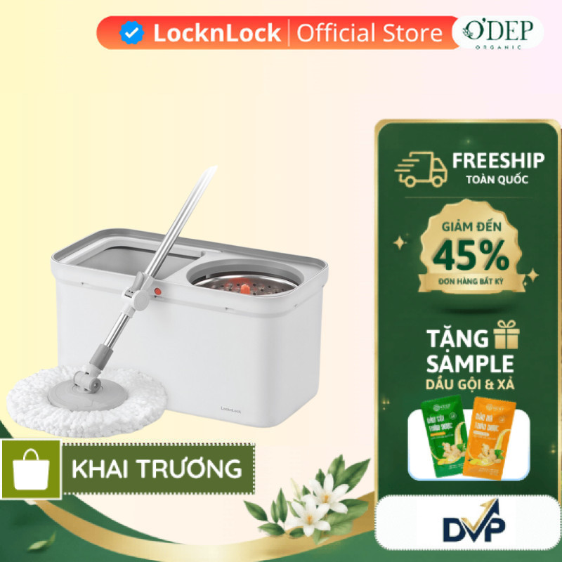 Bộ cây lau nhà LocknLock Chính hãng, xoay 360 màu xám ETM440GRY - SHOP DVP