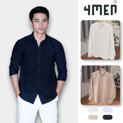 Áo sơ mi oxford nam tay dài 4MEN SM158 cổ button down, form regular, vải trơn cao cấp đẹp dày dặn, thấm mồ hôi