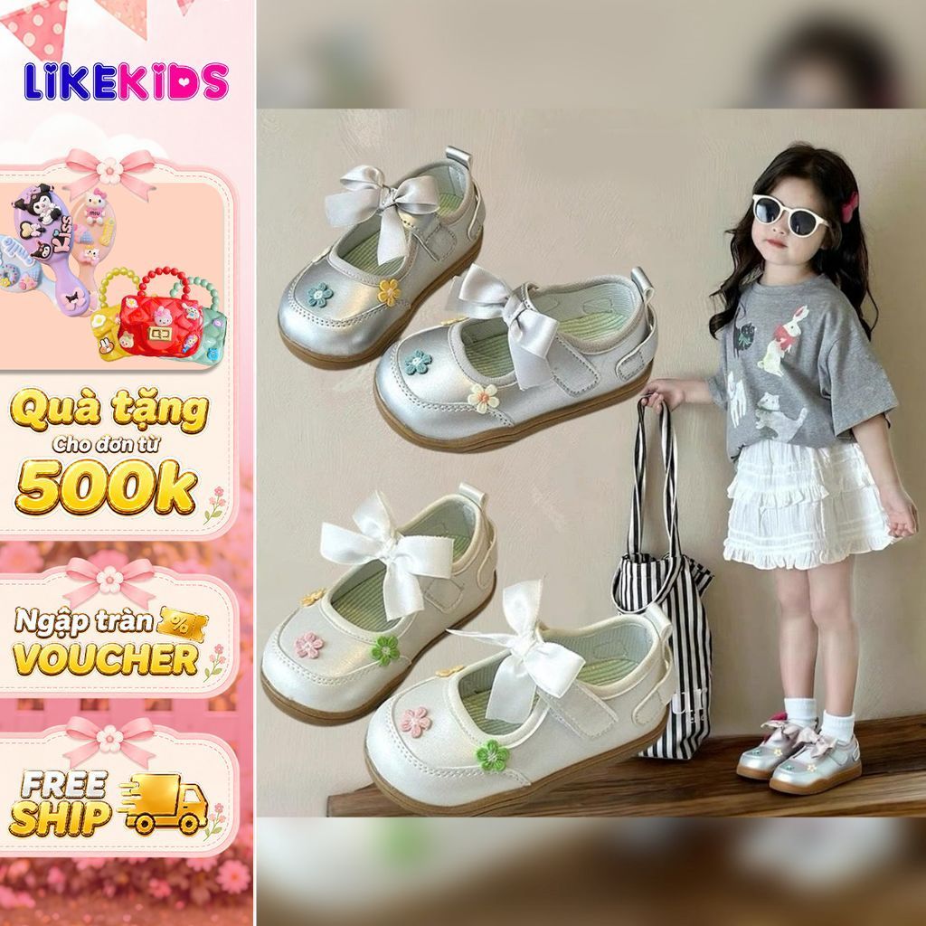 Giày BÚP BÊ cho bé gái hoạ tiét NƠ LikeKids G32