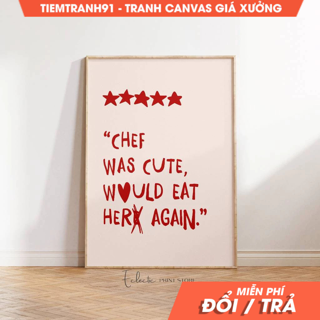 Tranh treo tường, Chef Was Cute Poster Trendy Wall Art Cute Kitchen Decor Cooking Wall Art Funny Kit