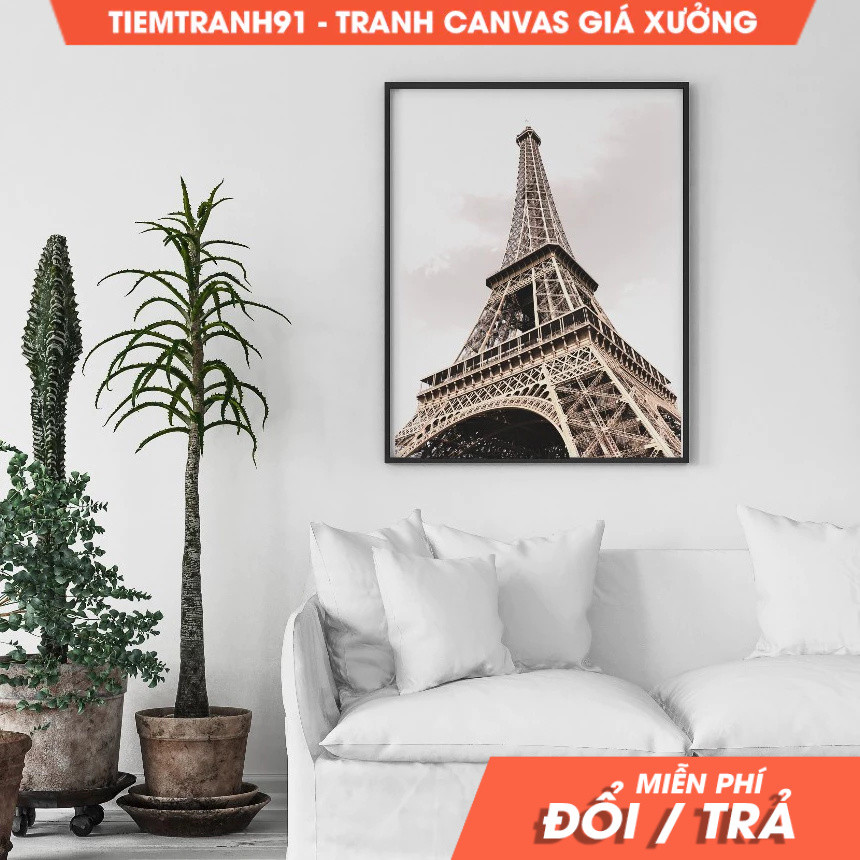 Tranh treo tường, Eiffel Tower, Brown, Bottom View Eiffel Tower, Paris Photography, France Lanscape,