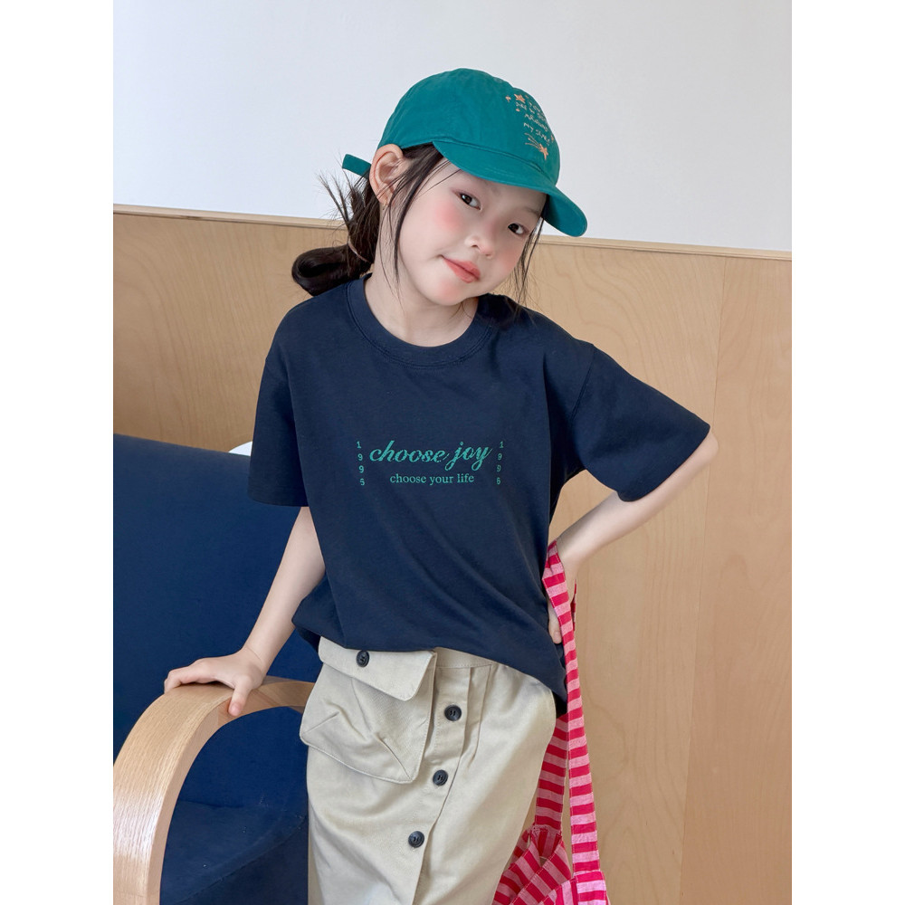 BEIFU BEIFU Trẻ Em Mùa Hè Chất Lượng Cao Cotton Chữ Ngắn Tay Bé Gái Phiên Bản Hàn Quốc Tất Cả Trận Đ