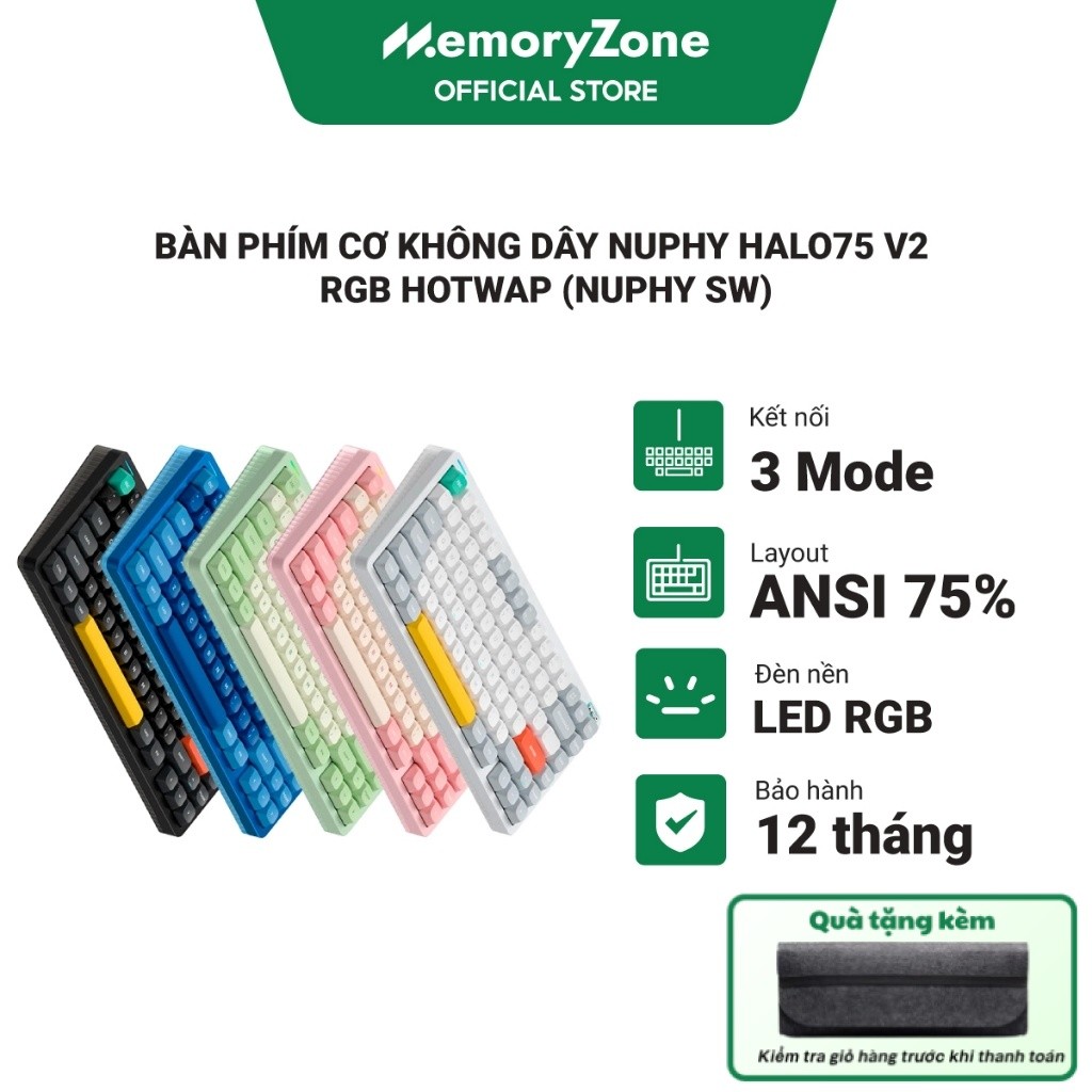 [CHÍNH HÃNG] Bàn phím cơ không dây Nuphy Halo75 V2 RGB Hotswap (Nuphy Sw) - Bảo hành 12 tháng chính 