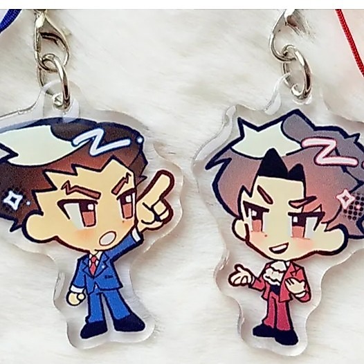 Ace Attorney | Phoenix Wright & Miles Edgeworth | 2" Cute Chibi Acrylic Phone Charm Mini Keychain