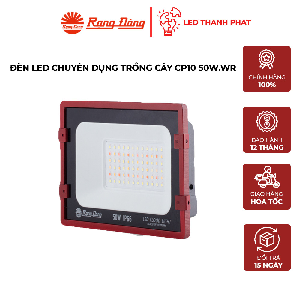 Đèn LED Trồng Cây Rạng Đông 50W CP10 WR Chống Nước IP66 Chuyên Trồng Rau,Cây Cảnh,Kiểng Lá Trong Nhà