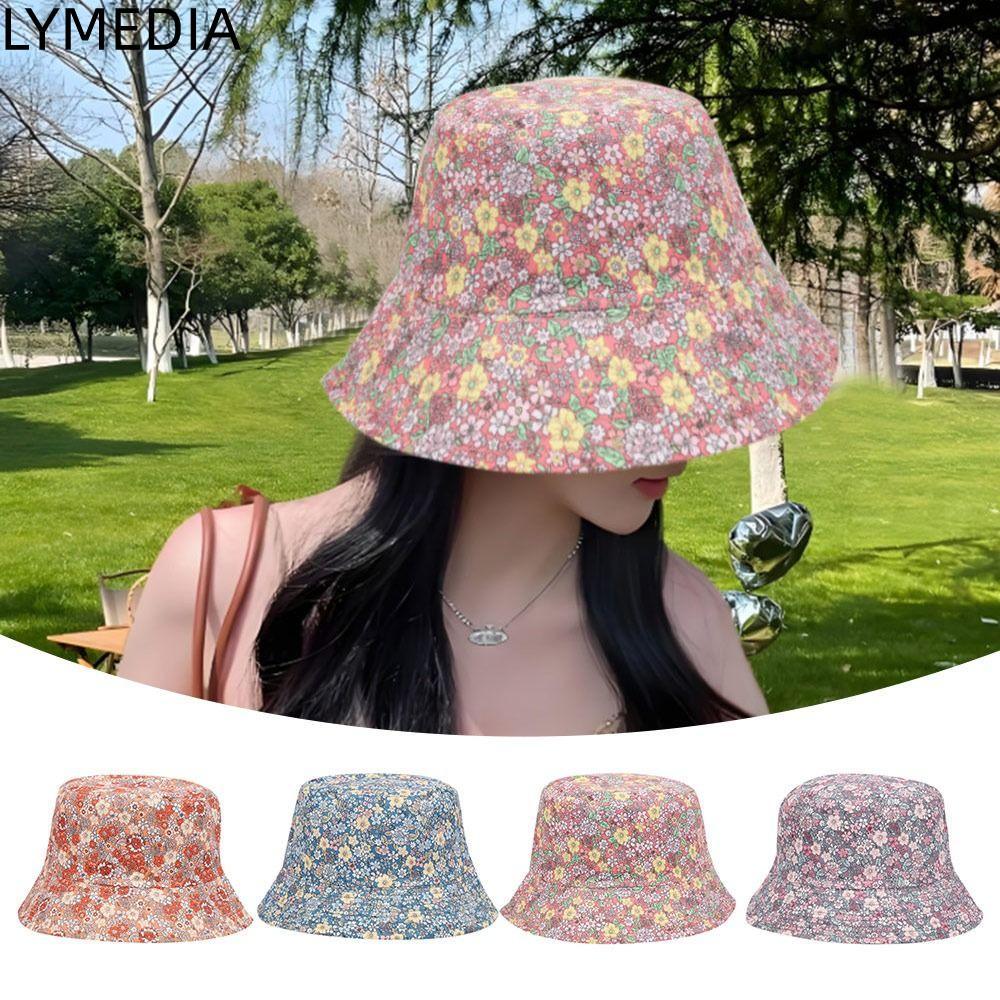 Mũ chống nắng LYMEDIA, Mũ chống nắng hai mặt, Mũ đi biển hoa nhỏ thông thường