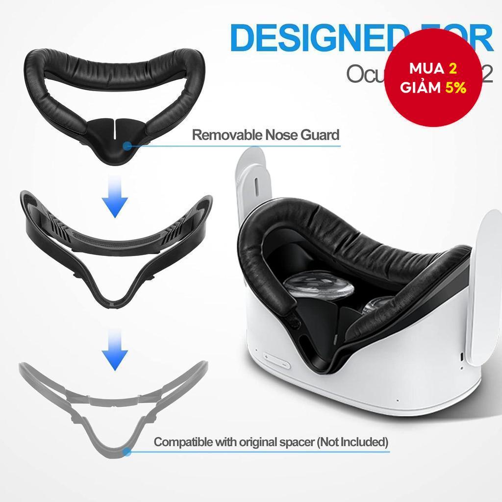 Băng mặt và đệm mặt 1 cái cho Oculus Quest 2, đệm xốp PU chống mồ hôi - Phụ kiện VR cho Meta Quest 2